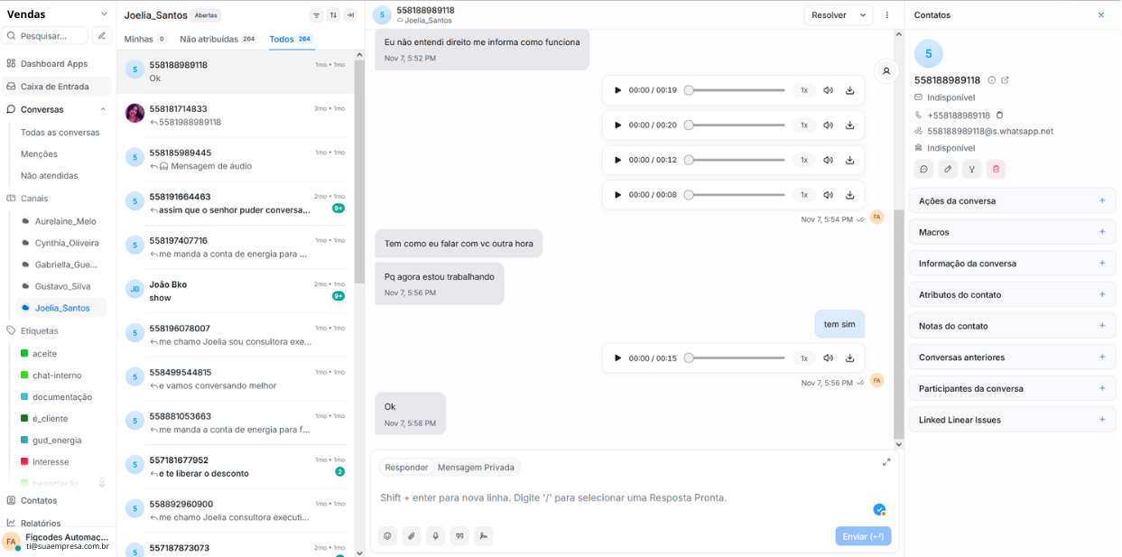 Interface WhatsUp Leads